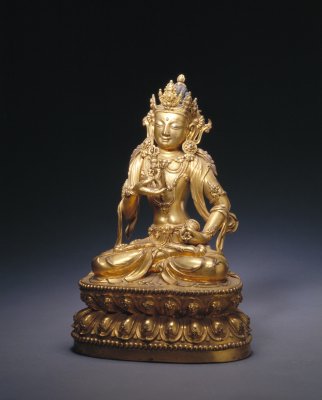 图片[1]-Bronze gilded statue of Vajrasattva-China Archive